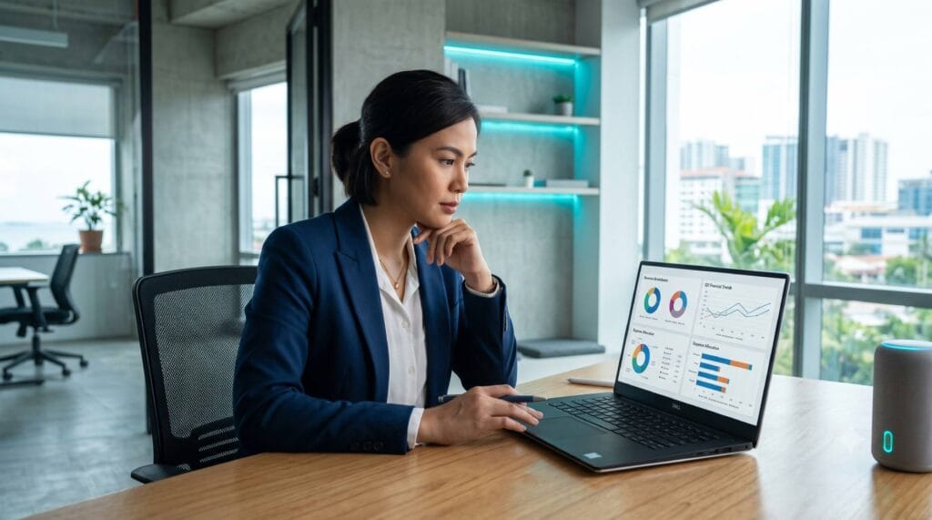 A professional reviewing perfectly categorized payroll data on a laptop, highlighting the strict digital reporting requirements of STP Phase 2 compliance in Australia.